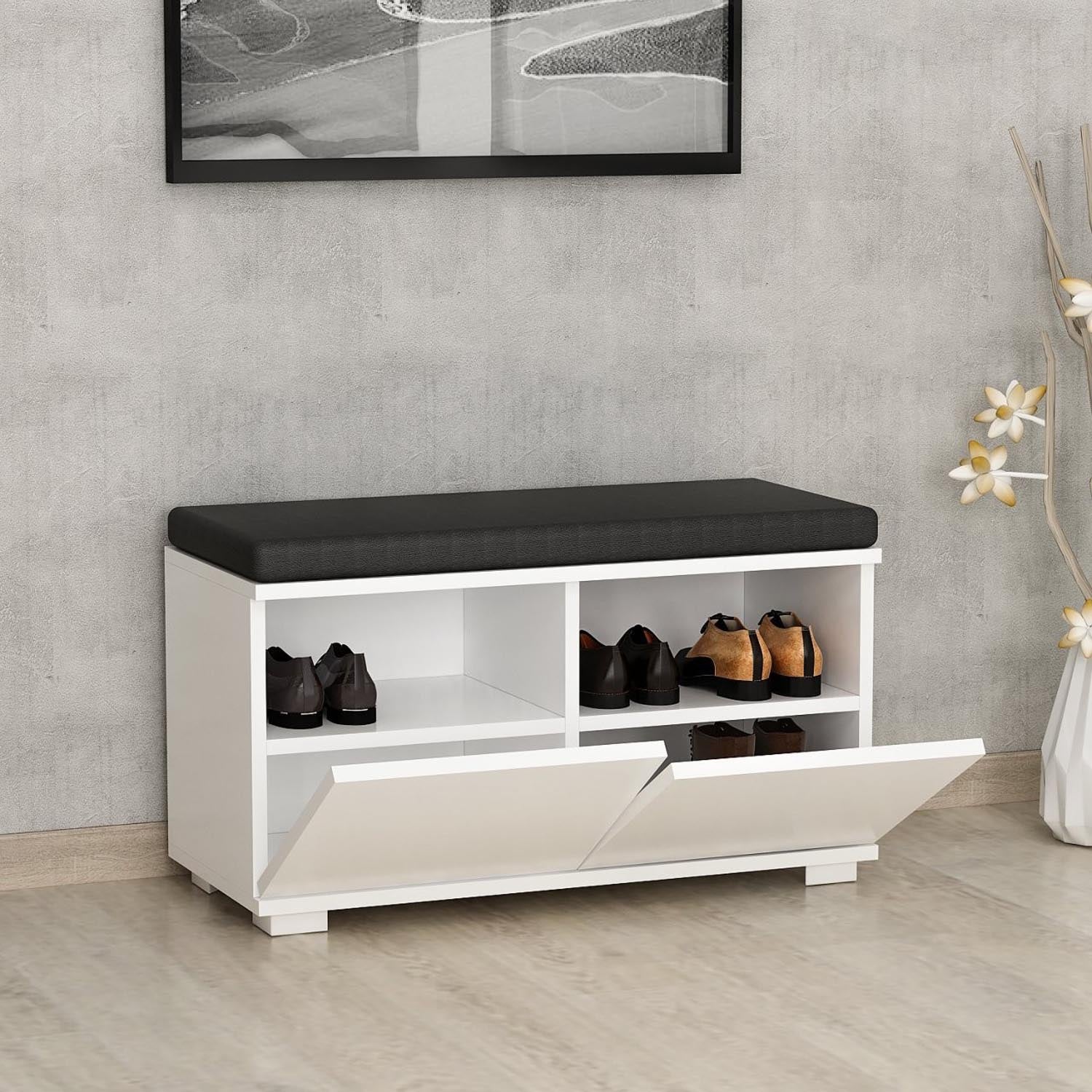 Drago - White in Weiss präsentiert im Onlineshop von KAQTU Design AG. Schuhschrank ist von Hanah Home