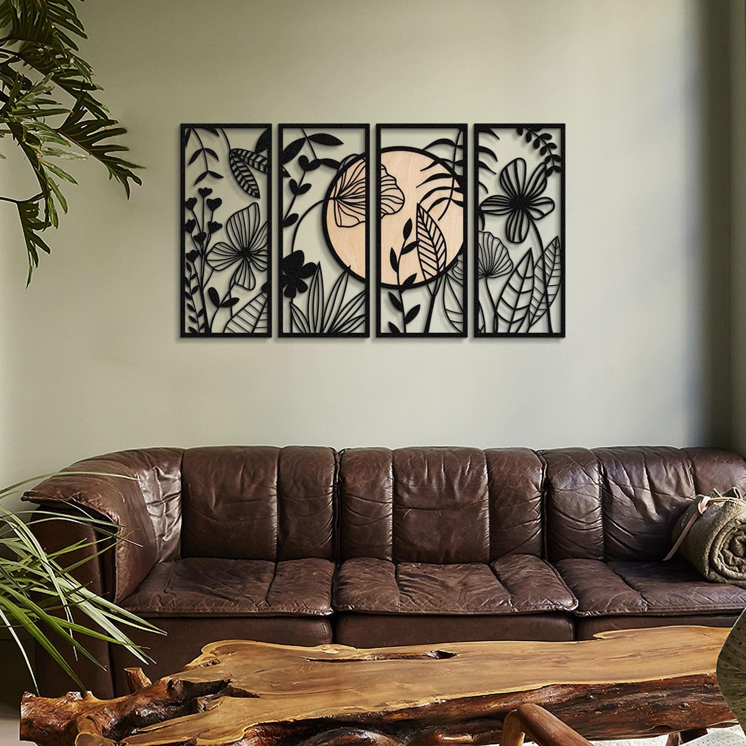 Ginkgo Wood - APT601MS in Schwarz
 Beige präsentiert im Onlineshop von KAQTU Design AG. Wanddeko ist von Wallity