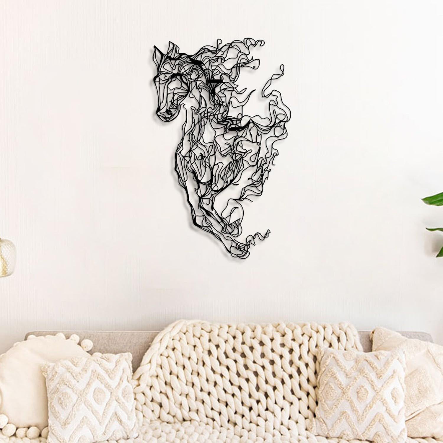 Metal Horse Line Art - APT724 in Schwarz präsentiert im Onlineshop von KAQTU Design AG. Wanddeko ist von Wallity