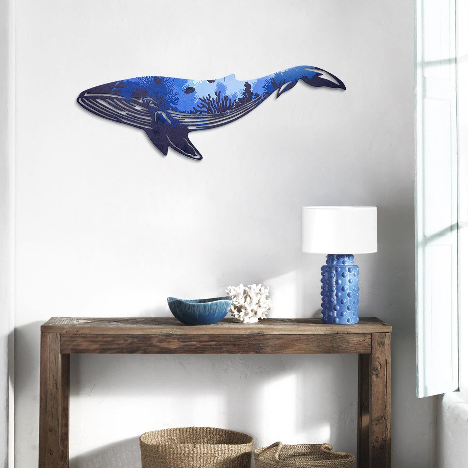 Reef Whale Metal Wall Art - APT651 in Mehrfarbig präsentiert im Onlineshop von KAQTU Design AG. Wanddeko ist von Wallity