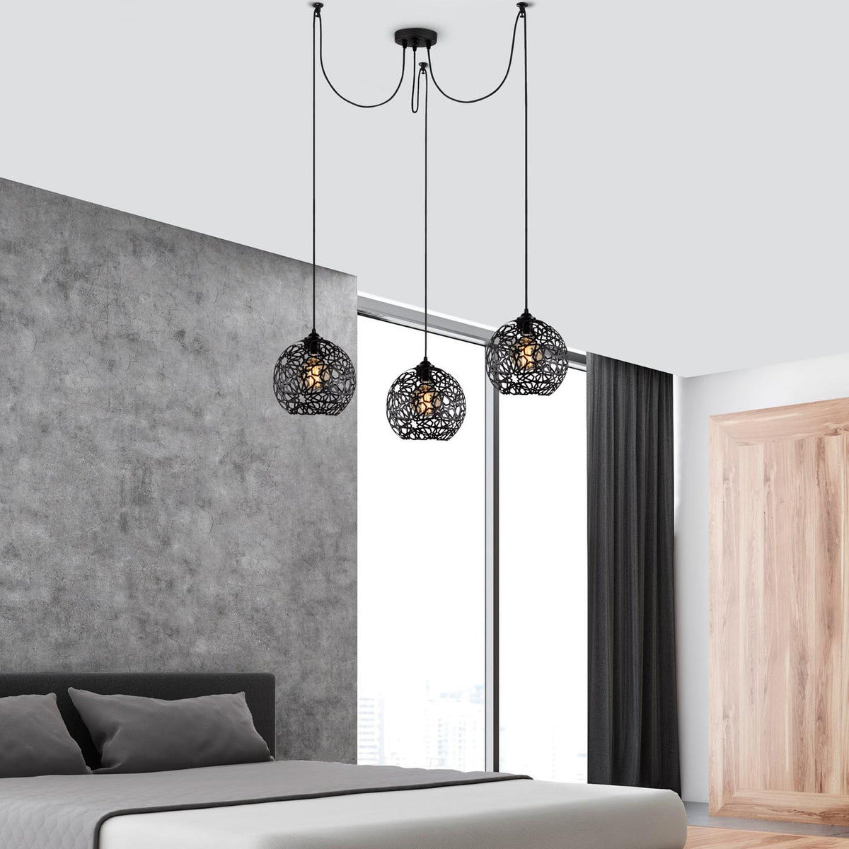 Fellini Pendellampe - Schwarz in Schwarz präsentiert im Onlineshop von KAQTU Design AG. Pendelleuchte ist von Opviq