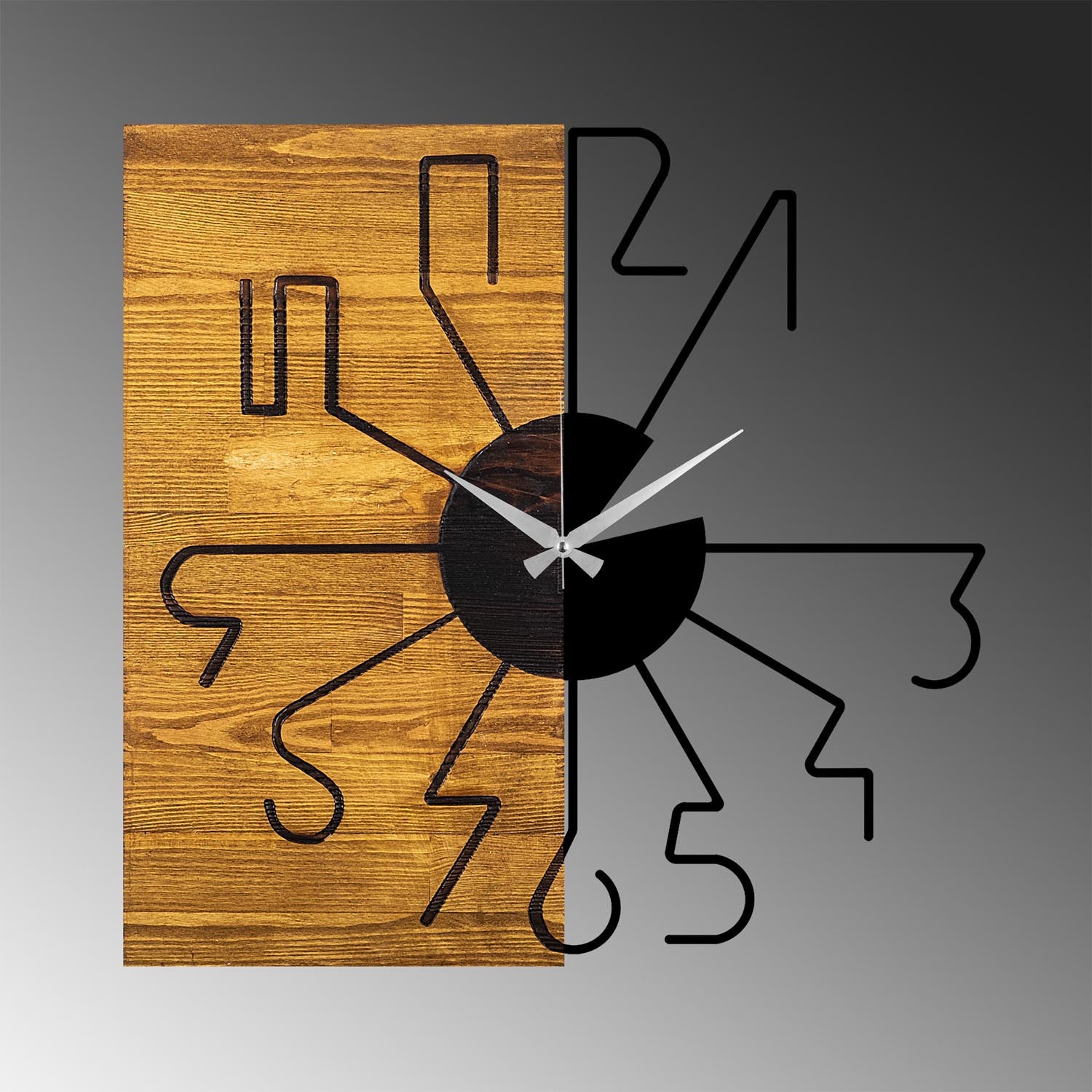 Wooden Clock 29 in Walnuss Schwarz präsentiert im Onlineshop von KAQTU Design AG. Wanduhr ist von Wallity