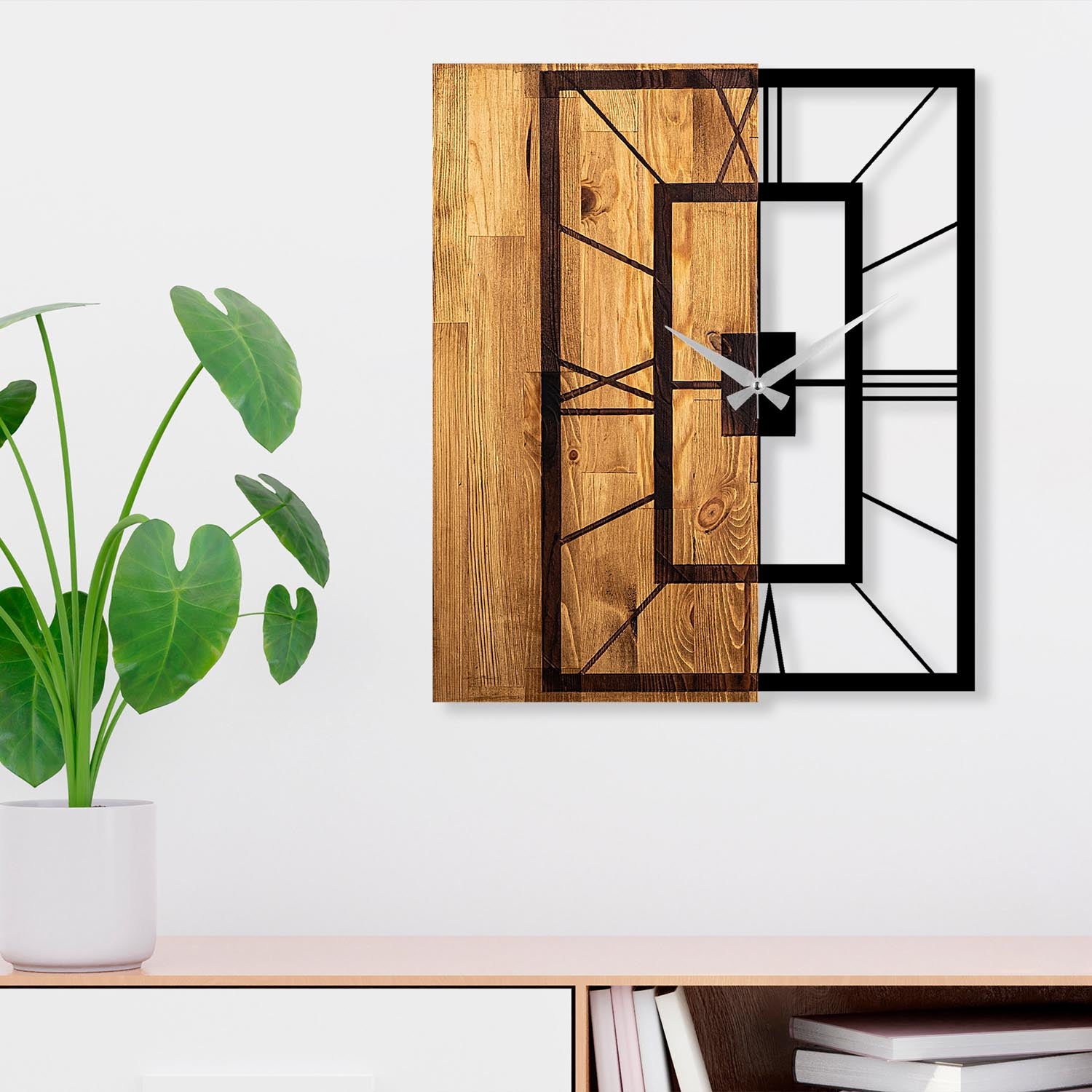 Wooden Clock 37 in Lichtwalnuss Schwarz präsentiert im Onlineshop von KAQTU Design AG. Wanduhr ist von Wallity