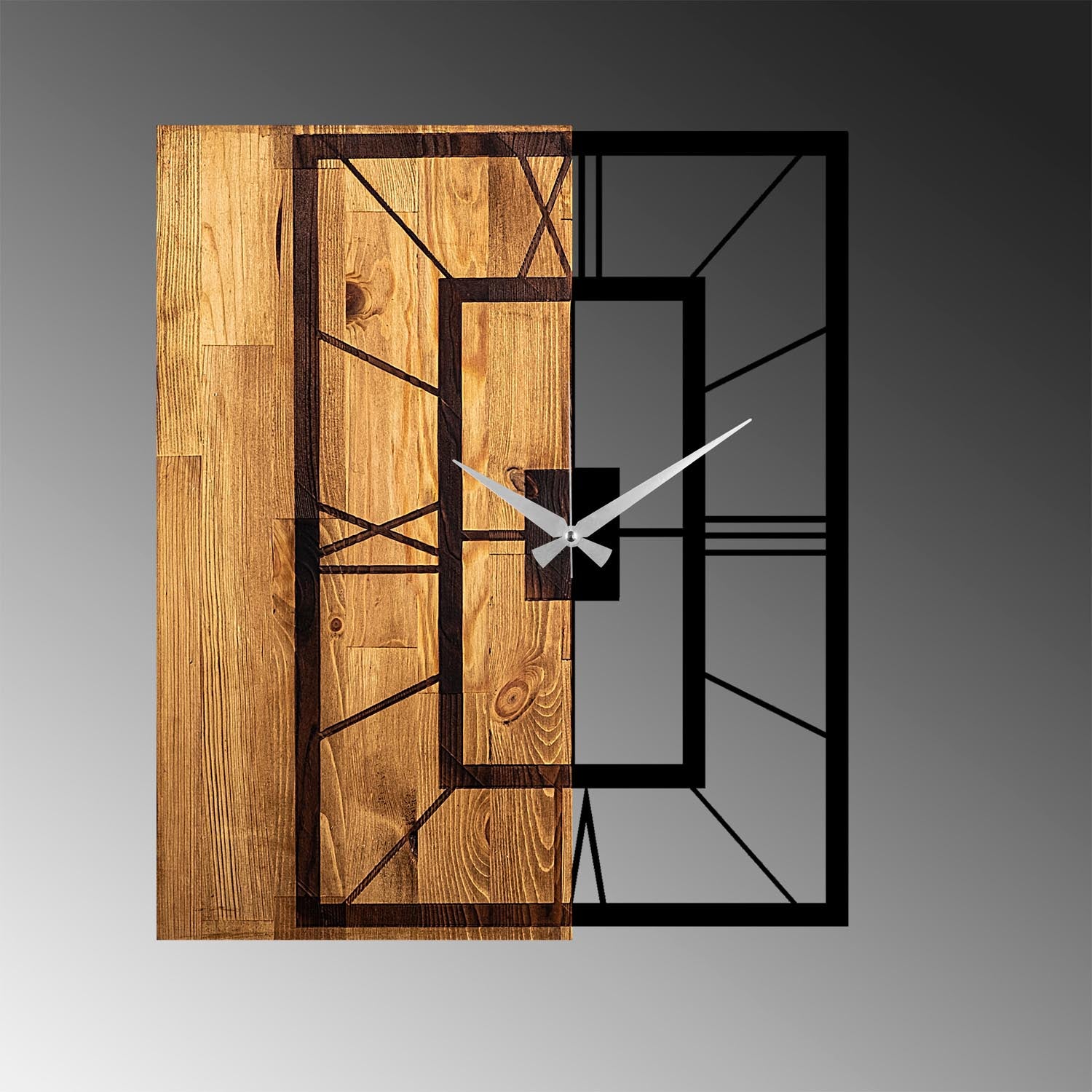 Wooden Clock 37 in Lichtwalnuss Schwarz präsentiert im Onlineshop von KAQTU Design AG. Wanduhr ist von Wallity