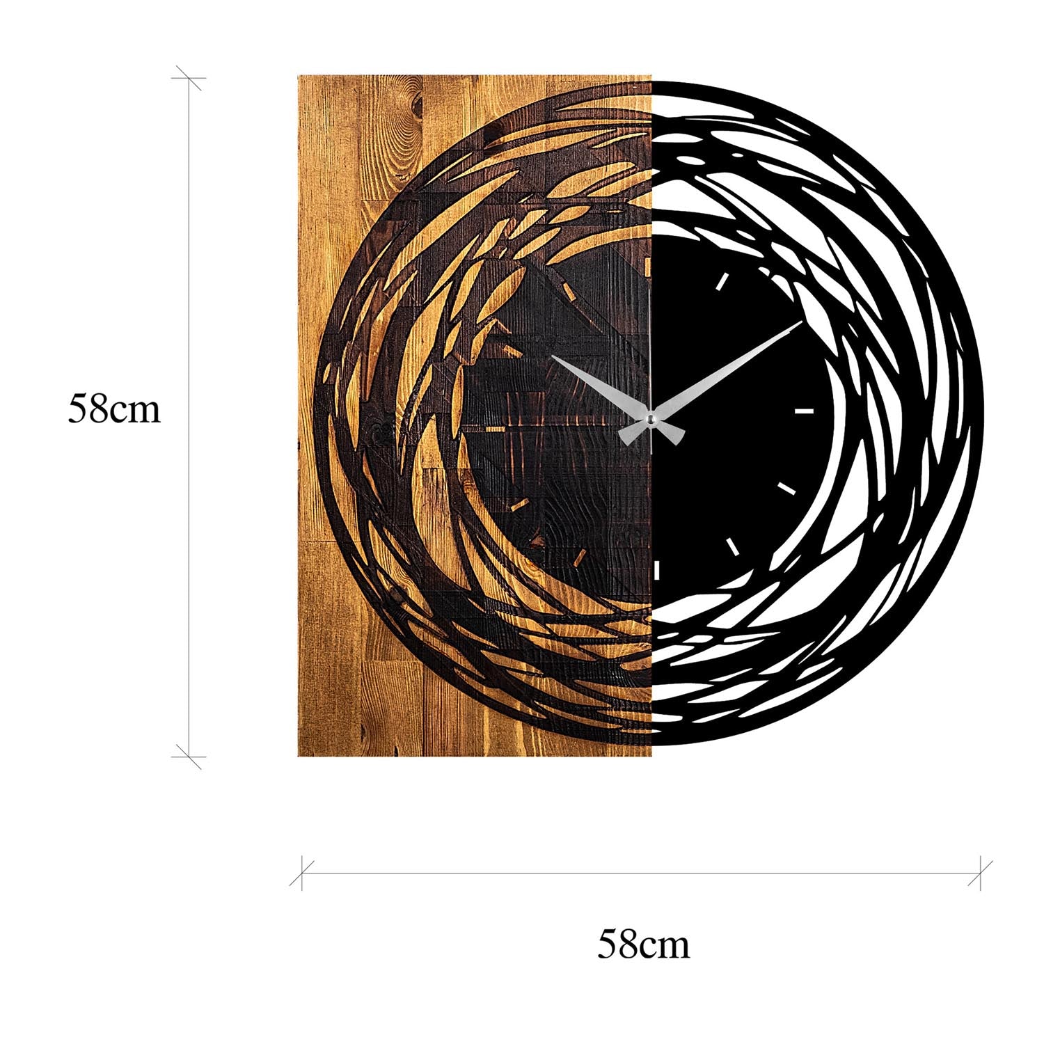 Wooden Clock 39 in Lichtwalnuss Schwarz präsentiert im Onlineshop von KAQTU Design AG. Wanduhr ist von Wallity