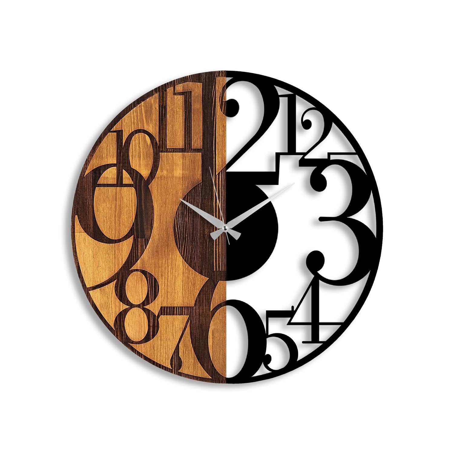 Numbers in Walnuss Schwarz präsentiert im Onlineshop von KAQTU Design AG. Wanduhr ist von Wallity