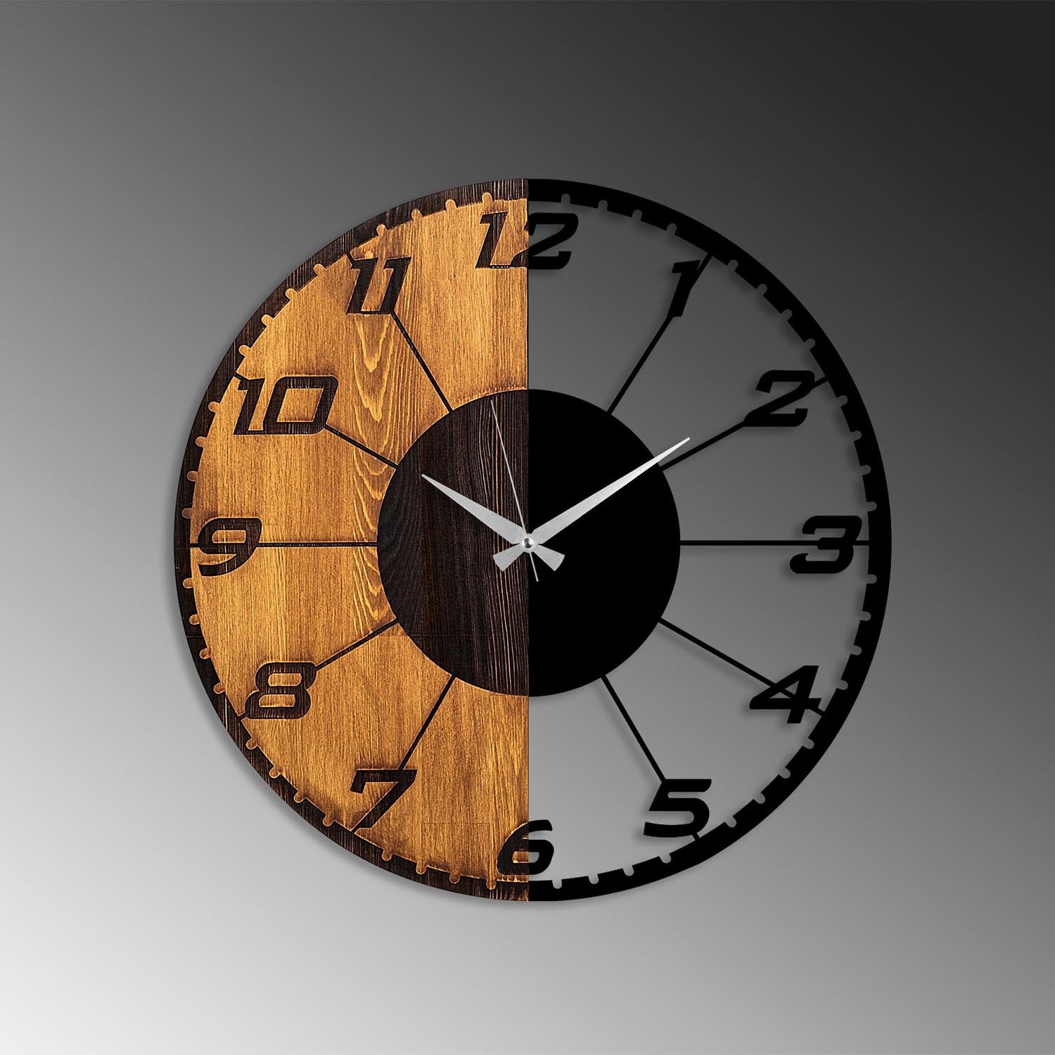 Linear in Walnuss Schwarz präsentiert im Onlineshop von KAQTU Design AG. Wanduhr ist von Wallity
