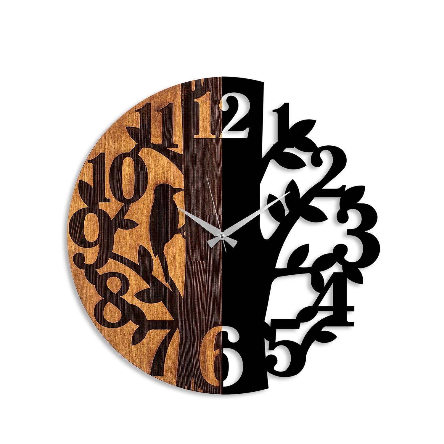Wooden Clock - 71 in Walnuss Schwarz präsentiert im Onlineshop von KAQTU Design AG. Wanduhr ist von Wallity