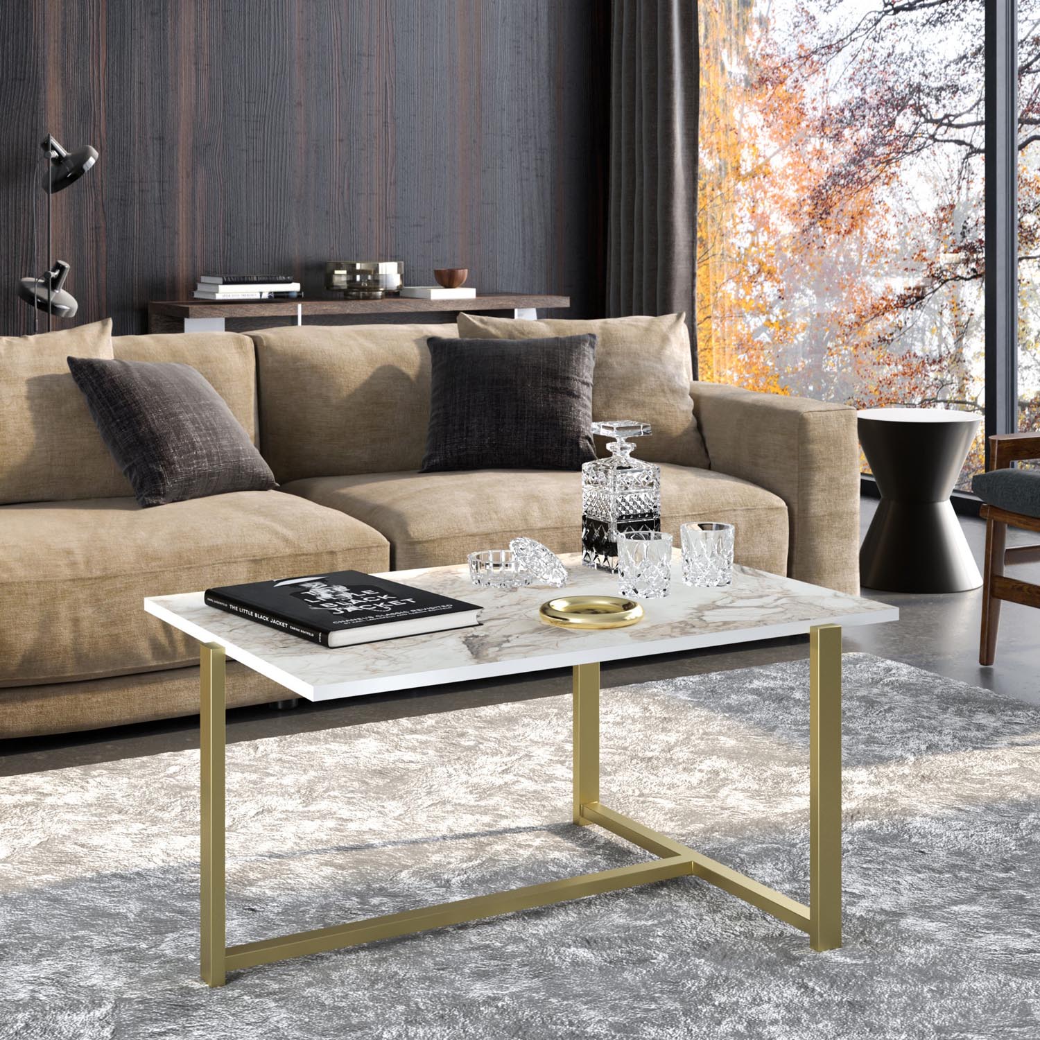 Merideths - Gold in Gold
 Weiss präsentiert im Onlineshop von KAQTU Design AG. Beistelltisch ist von Hanah Home