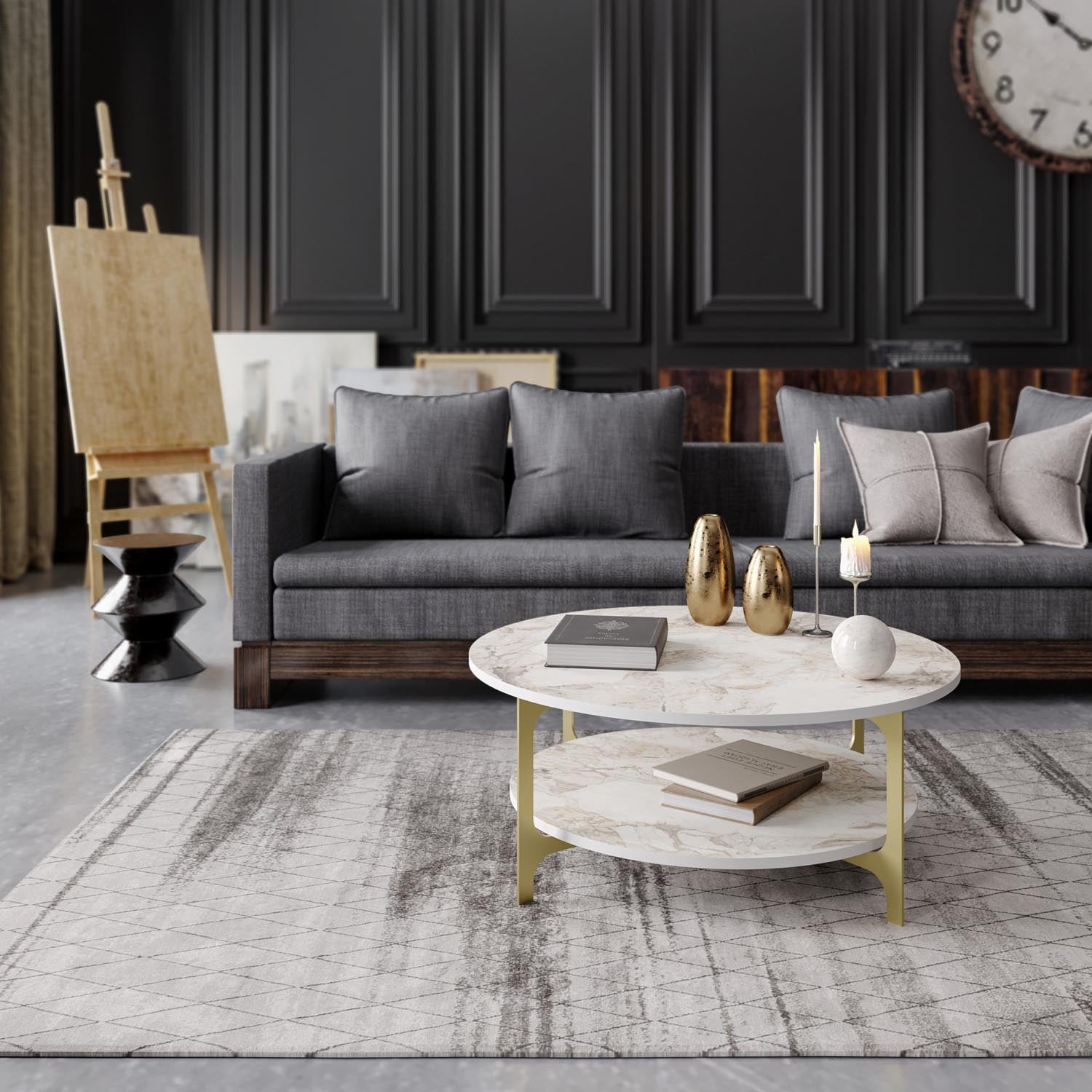 Versy - Gold in Gold
 Weiss präsentiert im Onlineshop von KAQTU Design AG. Beistelltisch ist von Hanah Home