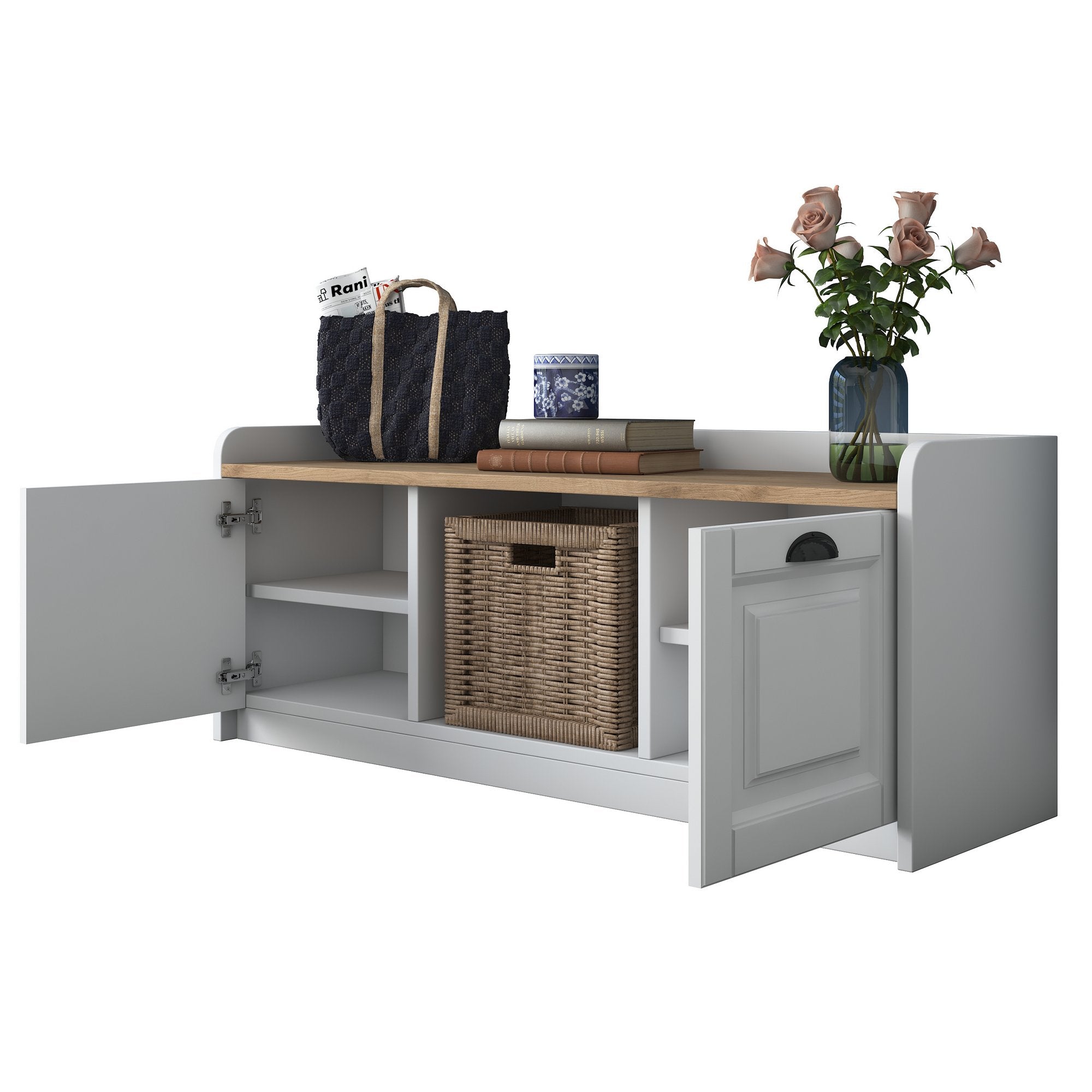 P2 - 1808 - Walnut in Weisser Walnuss präsentiert im Onlineshop von KAQTU Design AG. Schuhschrank ist von Hanah Home