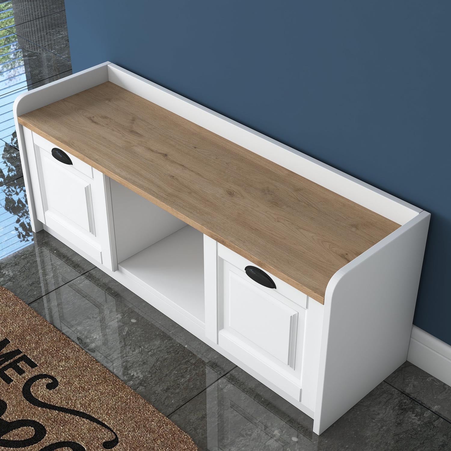 P2 - 1808 - Walnut in Weisser Walnuss präsentiert im Onlineshop von KAQTU Design AG. Schuhschrank ist von Hanah Home