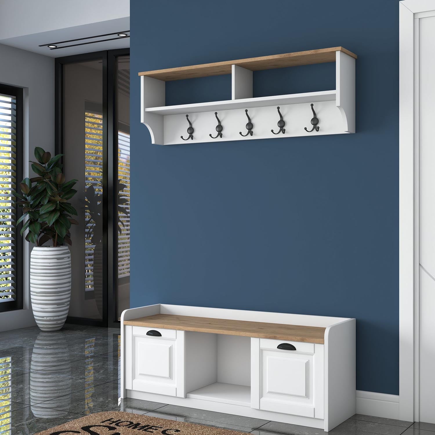 P2 - 1636 - Walnut in Weisser Walnuss präsentiert im Onlineshop von KAQTU Design AG. Garderobe ist von Hanah Home