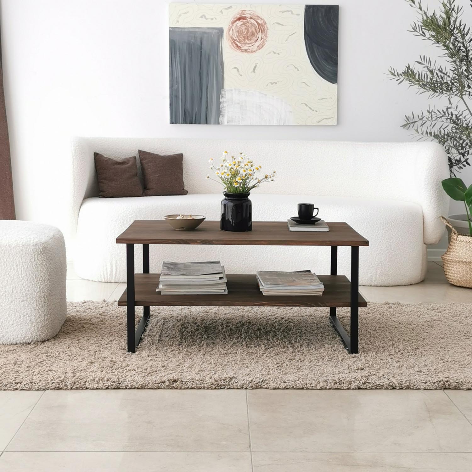 Neta - Walnut in Walnuss präsentiert im Onlineshop von KAQTU Design AG. Beistelltisch ist von Hanah Home