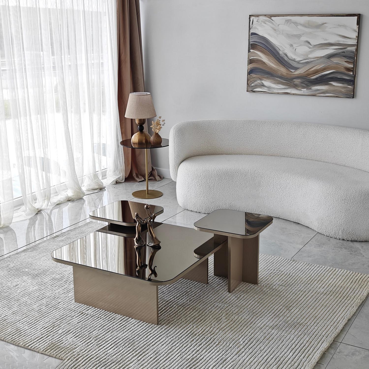 Jazz - Beige, Bronze in Beige
 Bronze präsentiert im Onlineshop von KAQTU Design AG. Beistelltisch ist von Hanah Home