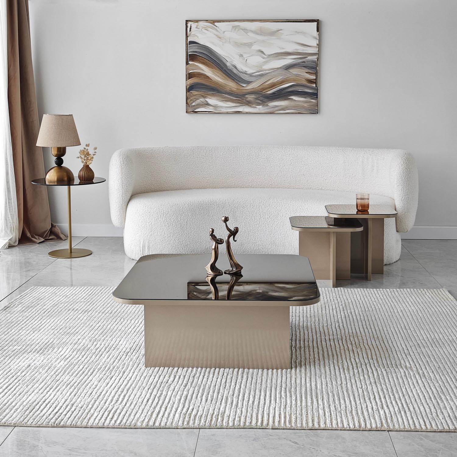 Jazz - Beige, Bronze in Beige
 Bronze präsentiert im Onlineshop von KAQTU Design AG. Beistelltisch ist von Hanah Home