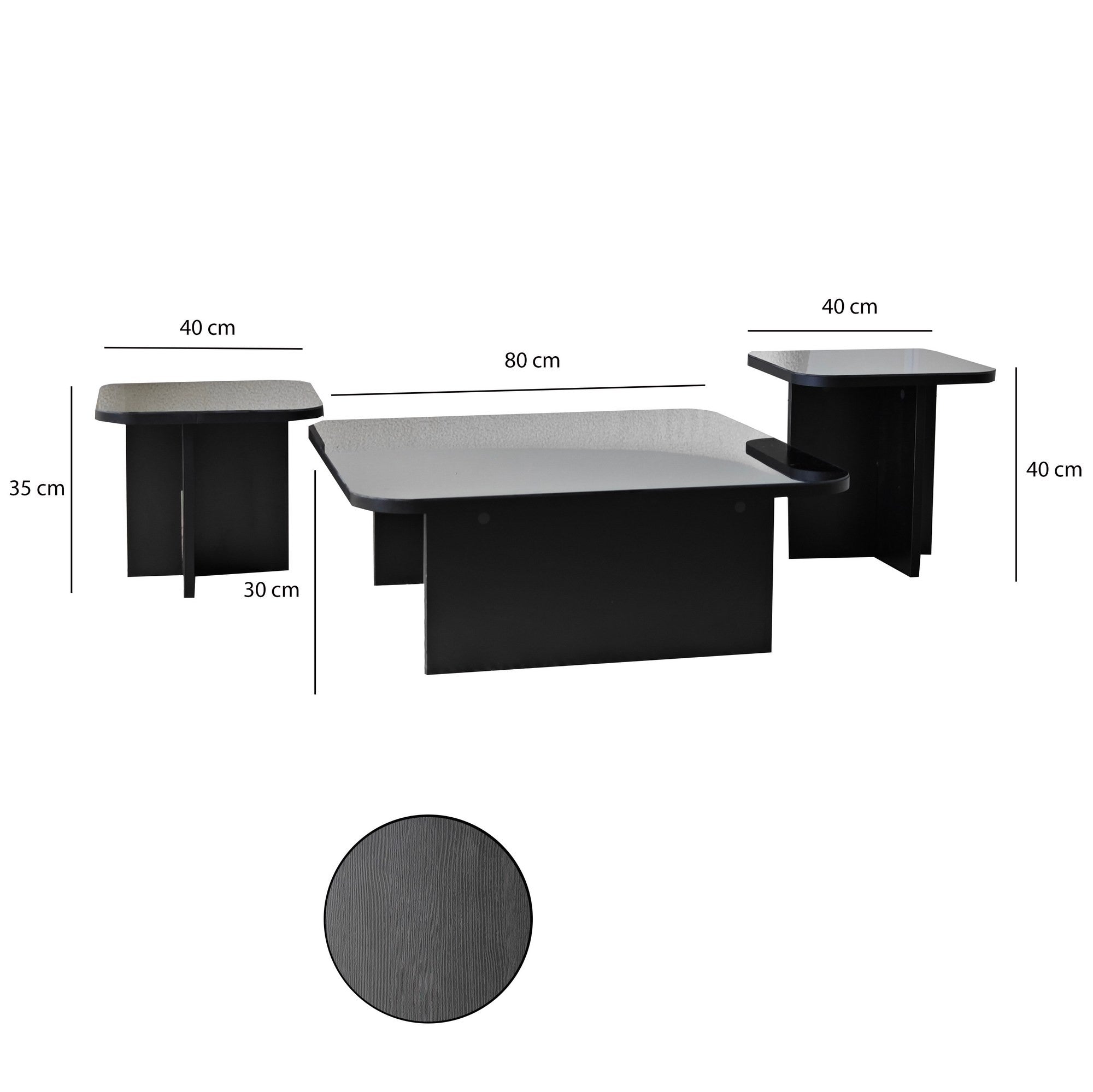 Jazz - Black, Fume in Schwarz
 Rauch präsentiert im Onlineshop von KAQTU Design AG. Beistelltisch ist von Hanah Home