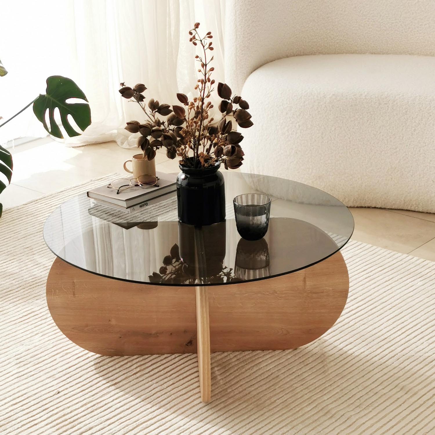 Bubble - Sapphire Oak, Fume in Eiche
 Rauch präsentiert im Onlineshop von KAQTU Design AG. Beistelltisch ist von Hanah Home