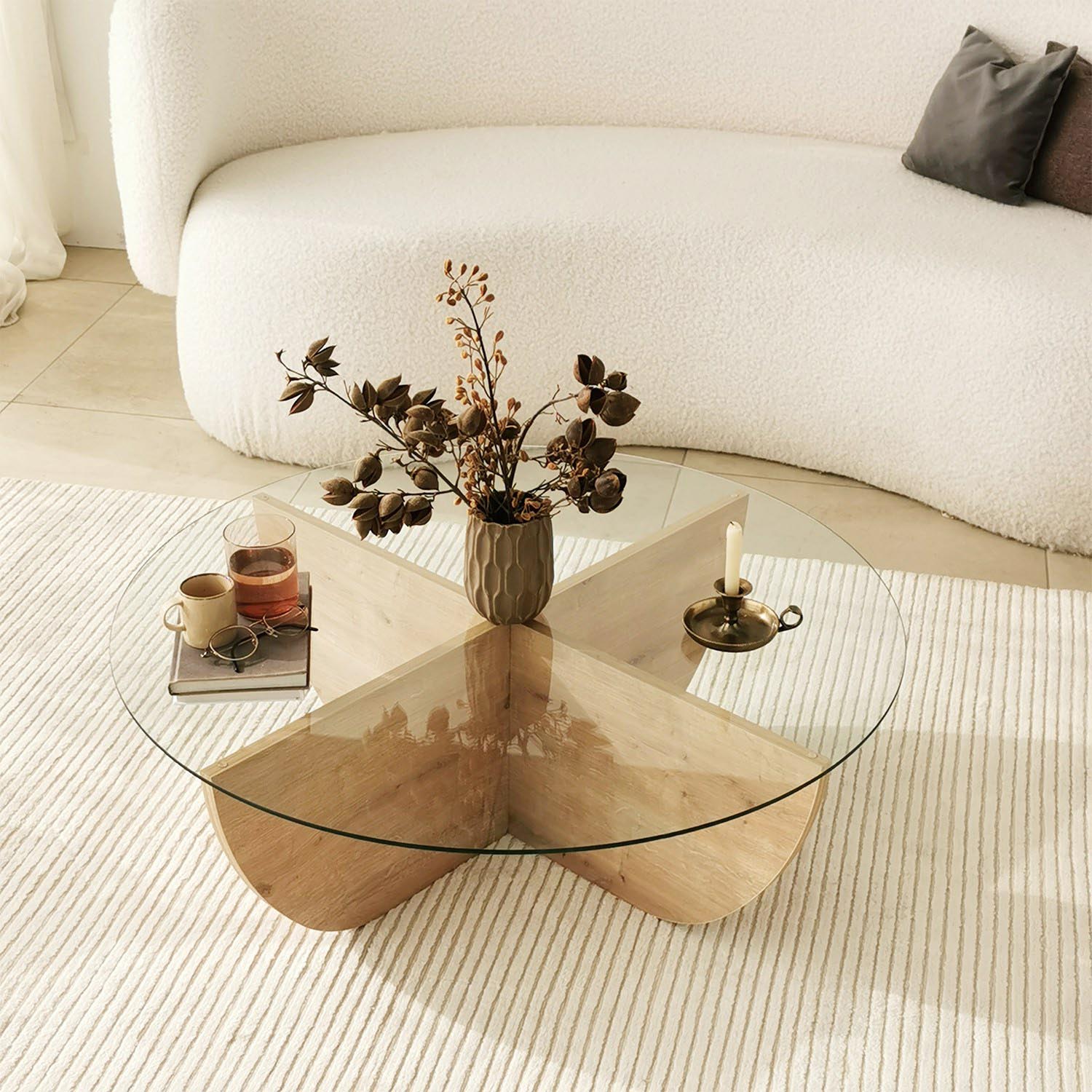 Lily - Sapphire Oak in Saphir- Eiche präsentiert im Onlineshop von KAQTU Design AG. Beistelltisch ist von Hanah Home