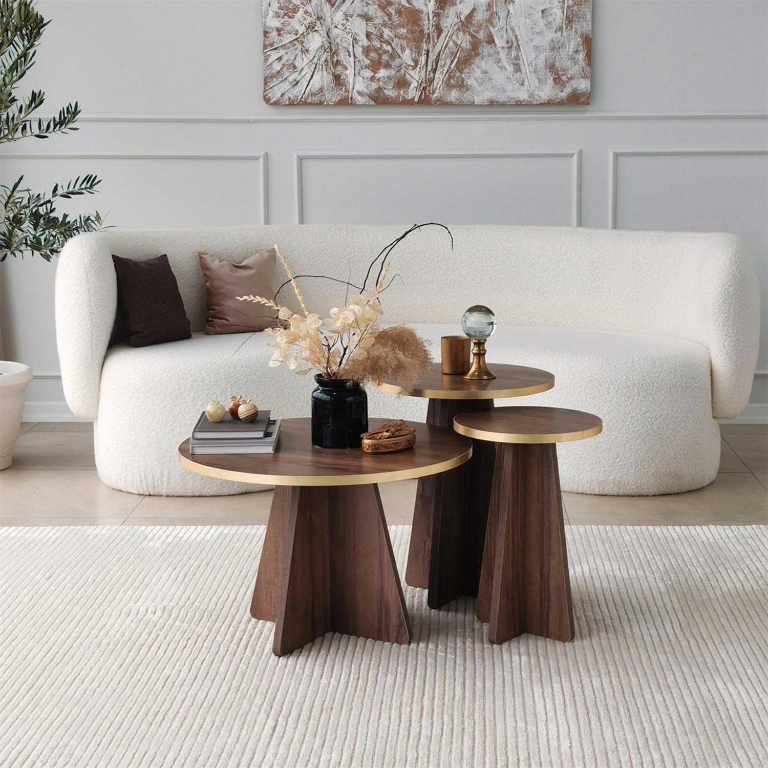 Mushroom - Gold, Walnut v2 in Gold
 Walnuss präsentiert im Onlineshop von KAQTU Design AG. Beistelltisch ist von Hanah Home