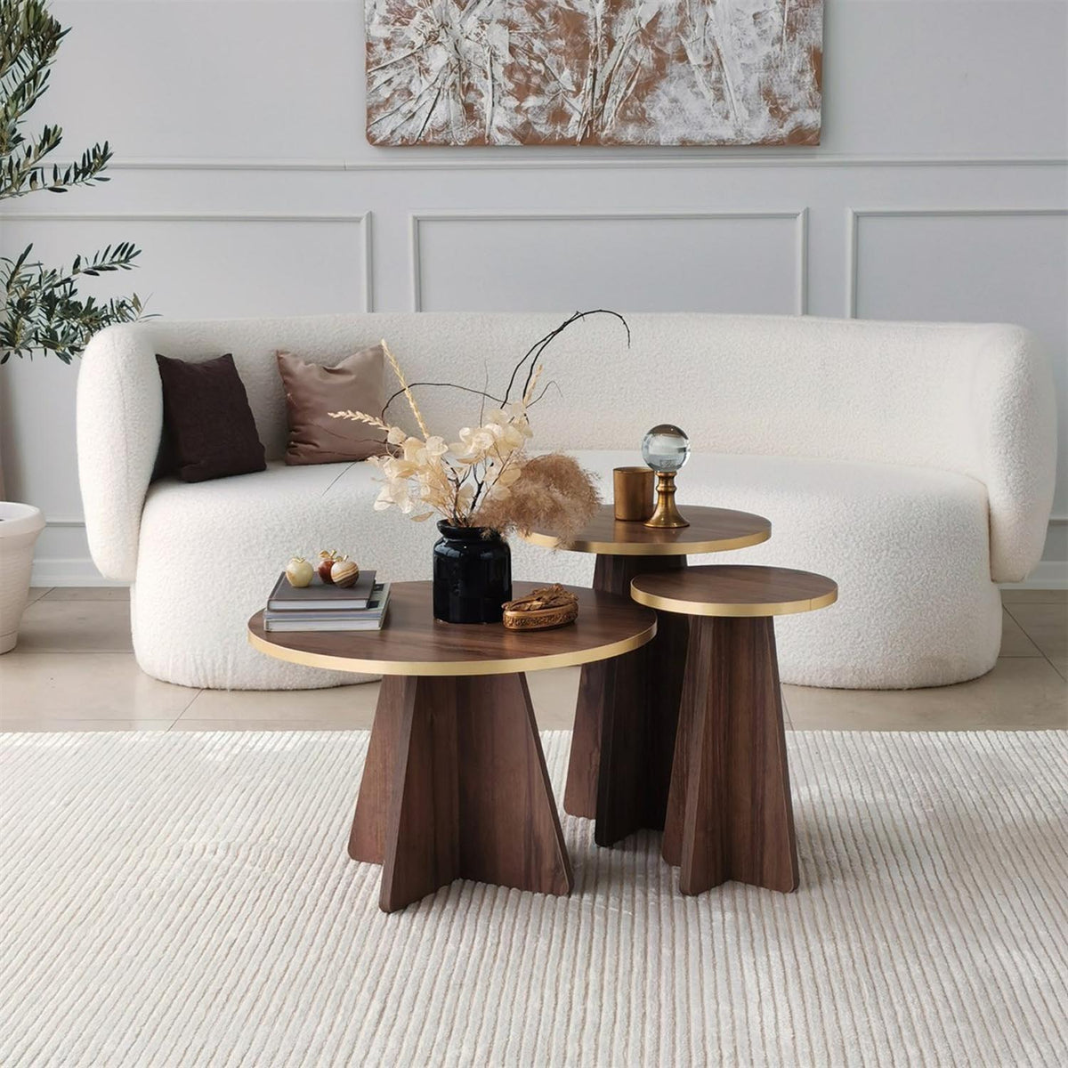 Mushroom 2 Sofatisch - Gold
 Walnuss in Gold / Walnuss präsentiert im Onlineshop von KAQTU Design AG. Beistelltisch ist von Hanah Home
