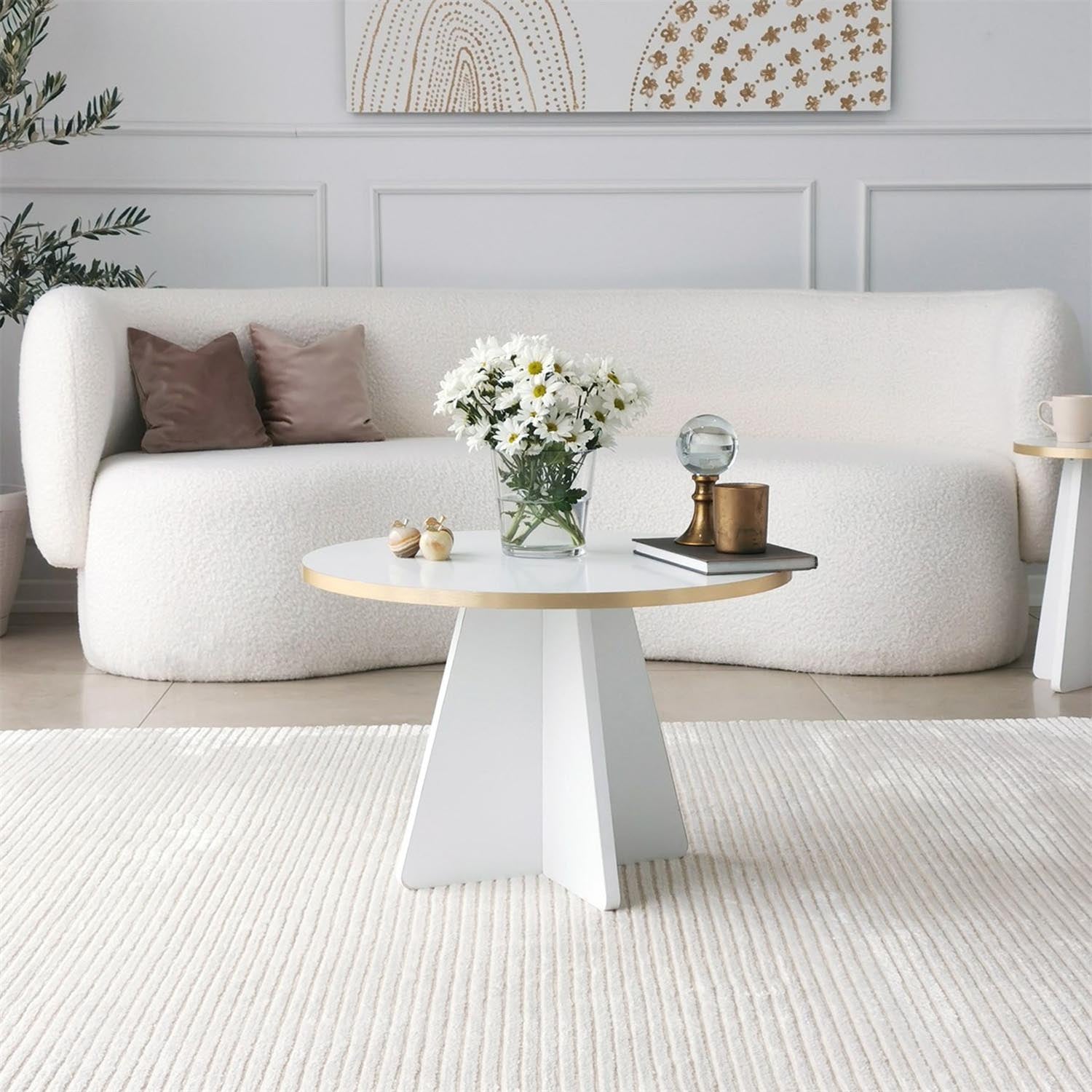 Mushroom - Gold, White v2 in Gold
 Weiss präsentiert im Onlineshop von KAQTU Design AG. Beistelltisch ist von Hanah Home