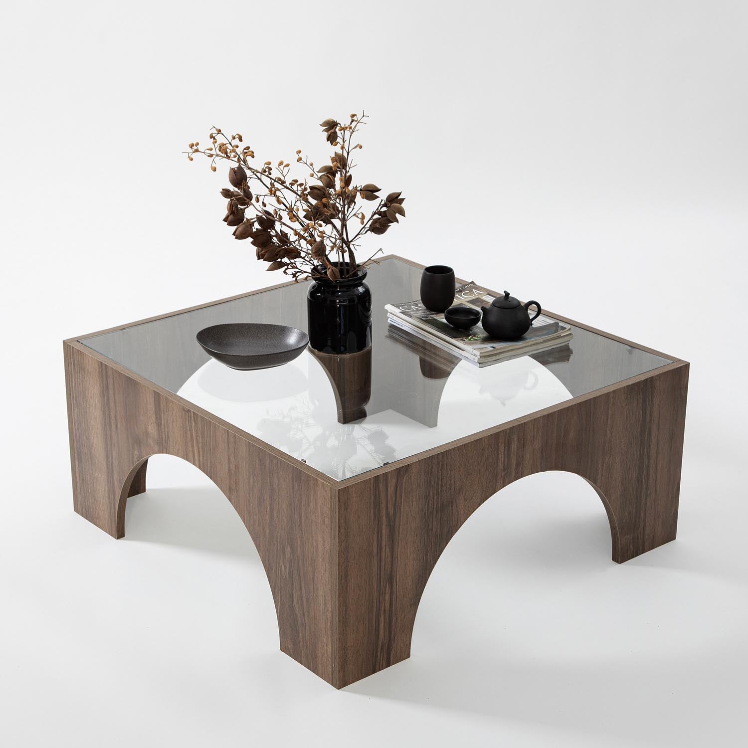 Seine - Transparent, Walnut in Transparent Walnuss präsentiert im Onlineshop von KAQTU Design AG. Beistelltisch ist von Hanah Home