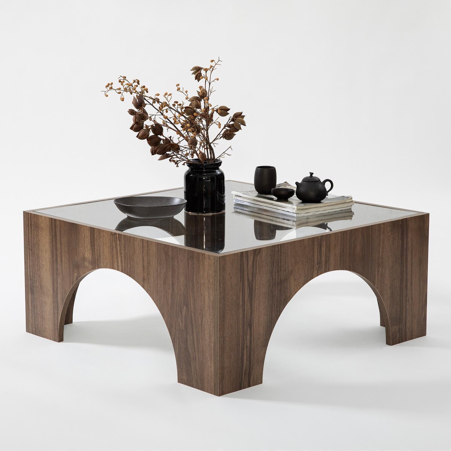 Seine - Transparent, Walnut in Transparent Walnuss präsentiert im Onlineshop von KAQTU Design AG. Beistelltisch ist von Hanah Home