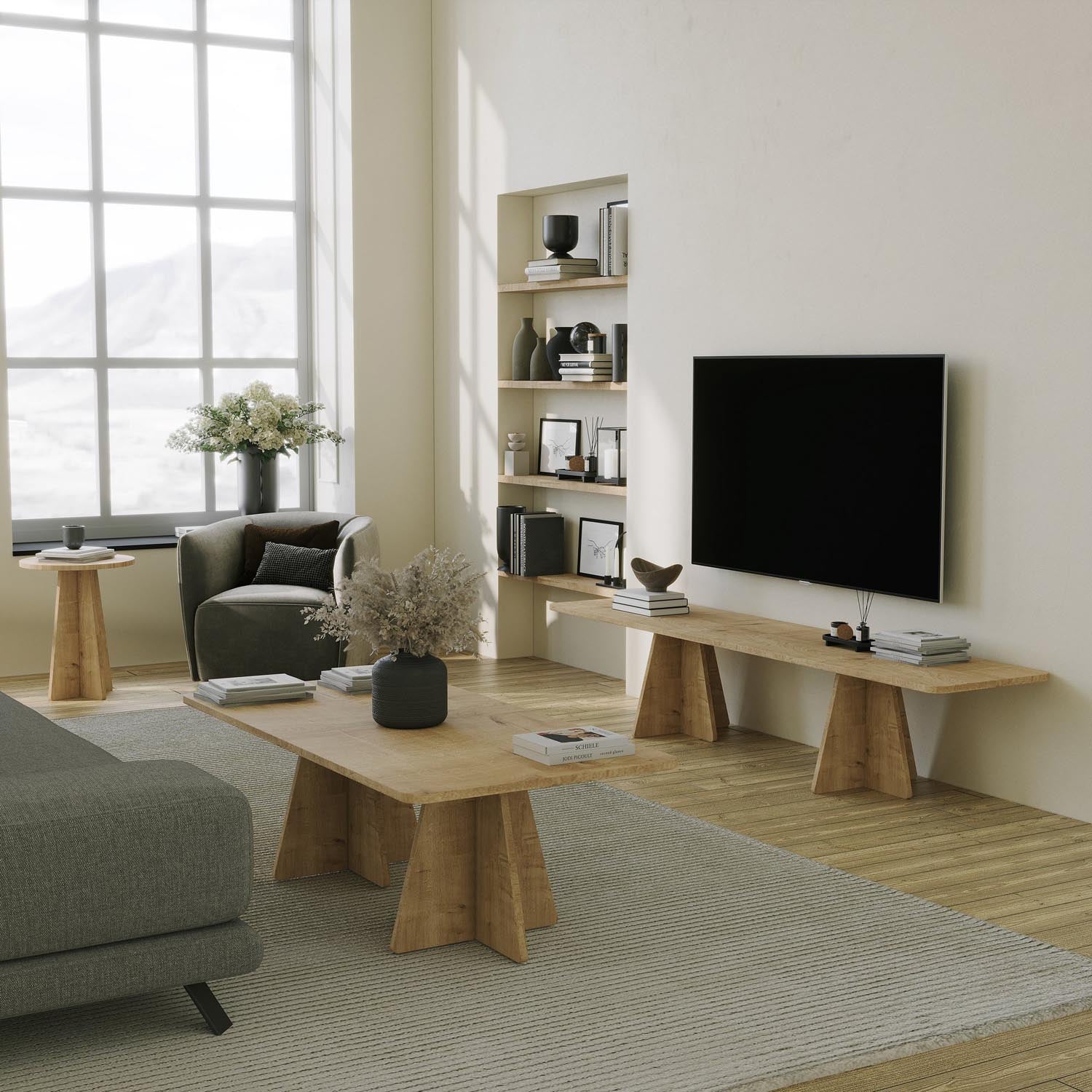 Mushroom 2 - Sapphire Oak in Saphir- Eiche präsentiert im Onlineshop von KAQTU Design AG. Beistelltisch ist von Hanah Home