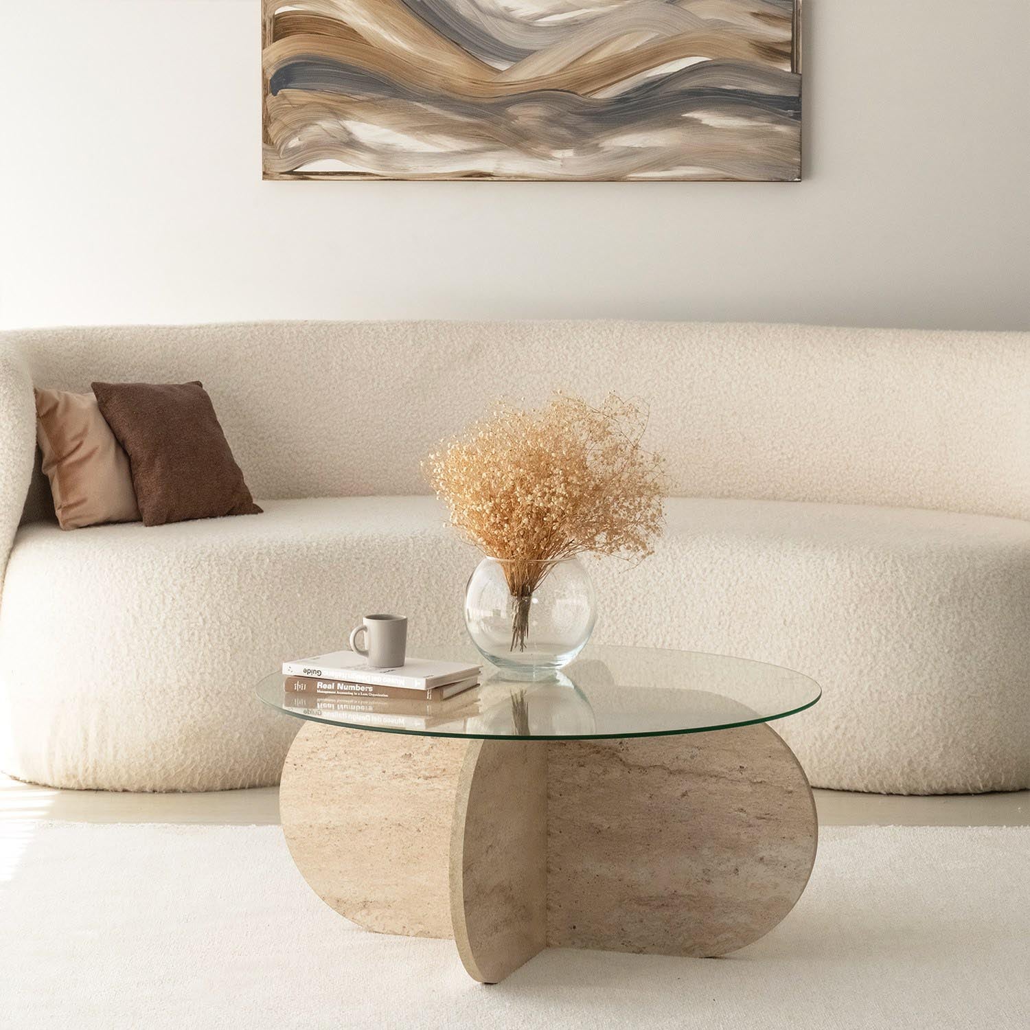Bubble - Transparent in Travertin präsentiert im Onlineshop von KAQTU Design AG. Beistelltisch ist von Hanah Home