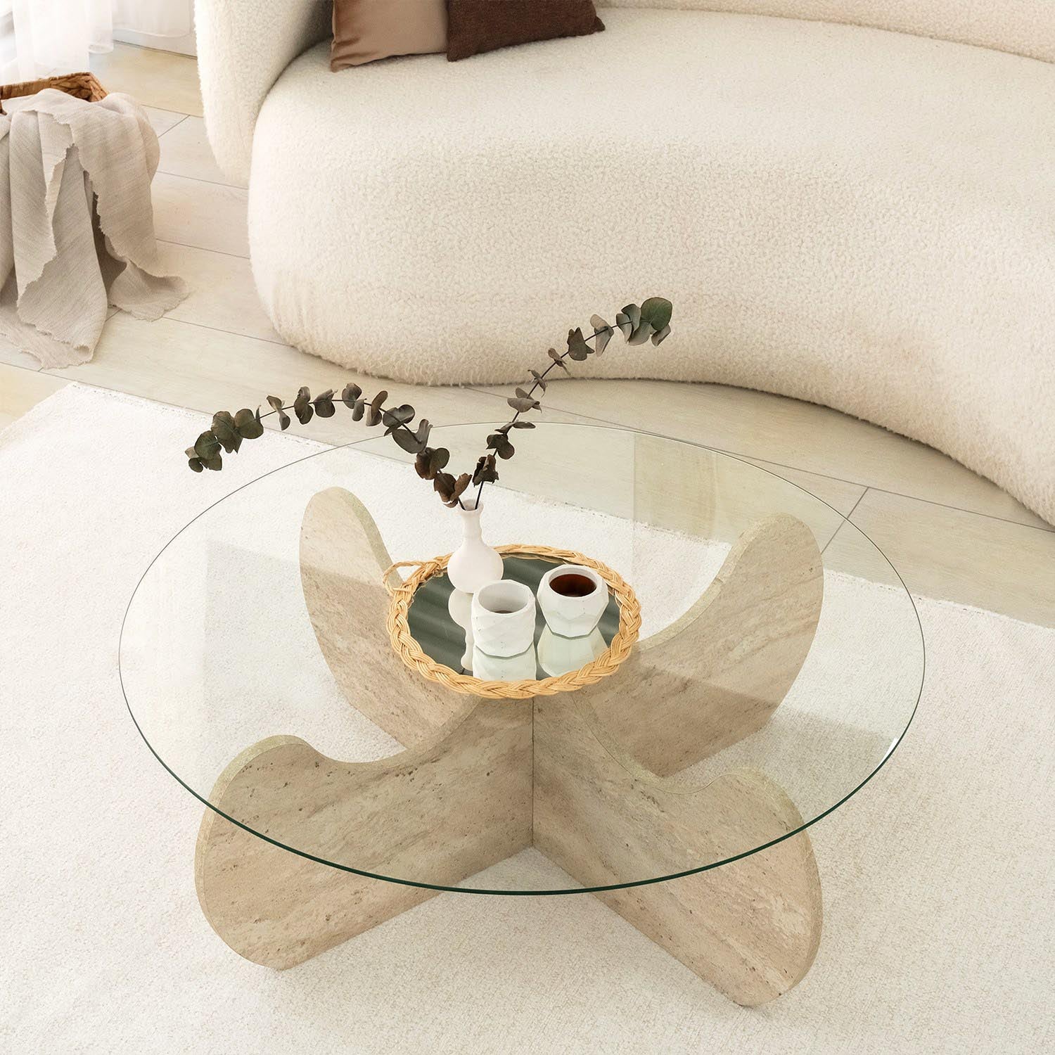 Himalayas - Travertine in Travertin präsentiert im Onlineshop von KAQTU Design AG. Beistelltisch ist von Hanah Home