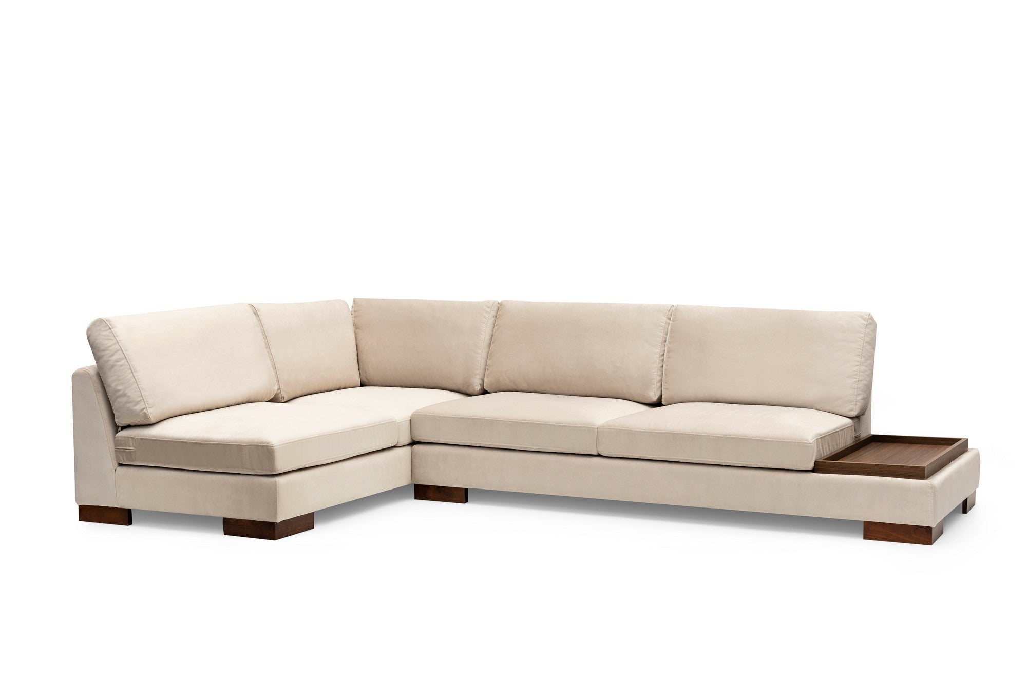 Tulip Corner Left With Pouf - Beige in Beige präsentiert im Onlineshop von KAQTU Design AG. Ecksofa ist von Atelier Del Sofa