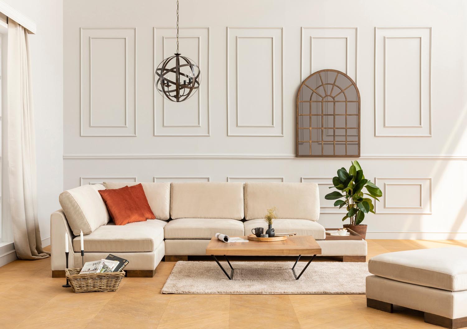 Tulip Corner Left Without Pouf - Beige in Beige präsentiert im Onlineshop von KAQTU Design AG. Ecksofa ist von Atelier Del Sofa