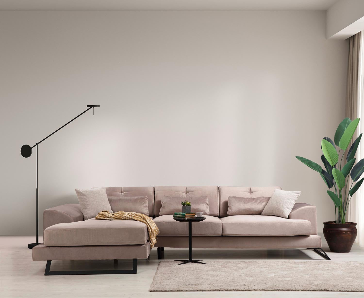 Frido Corner Left (Chl+3R) - Beige in Beige präsentiert im Onlineshop von KAQTU Design AG. Ecksofa ist von Atelier Del Sofa