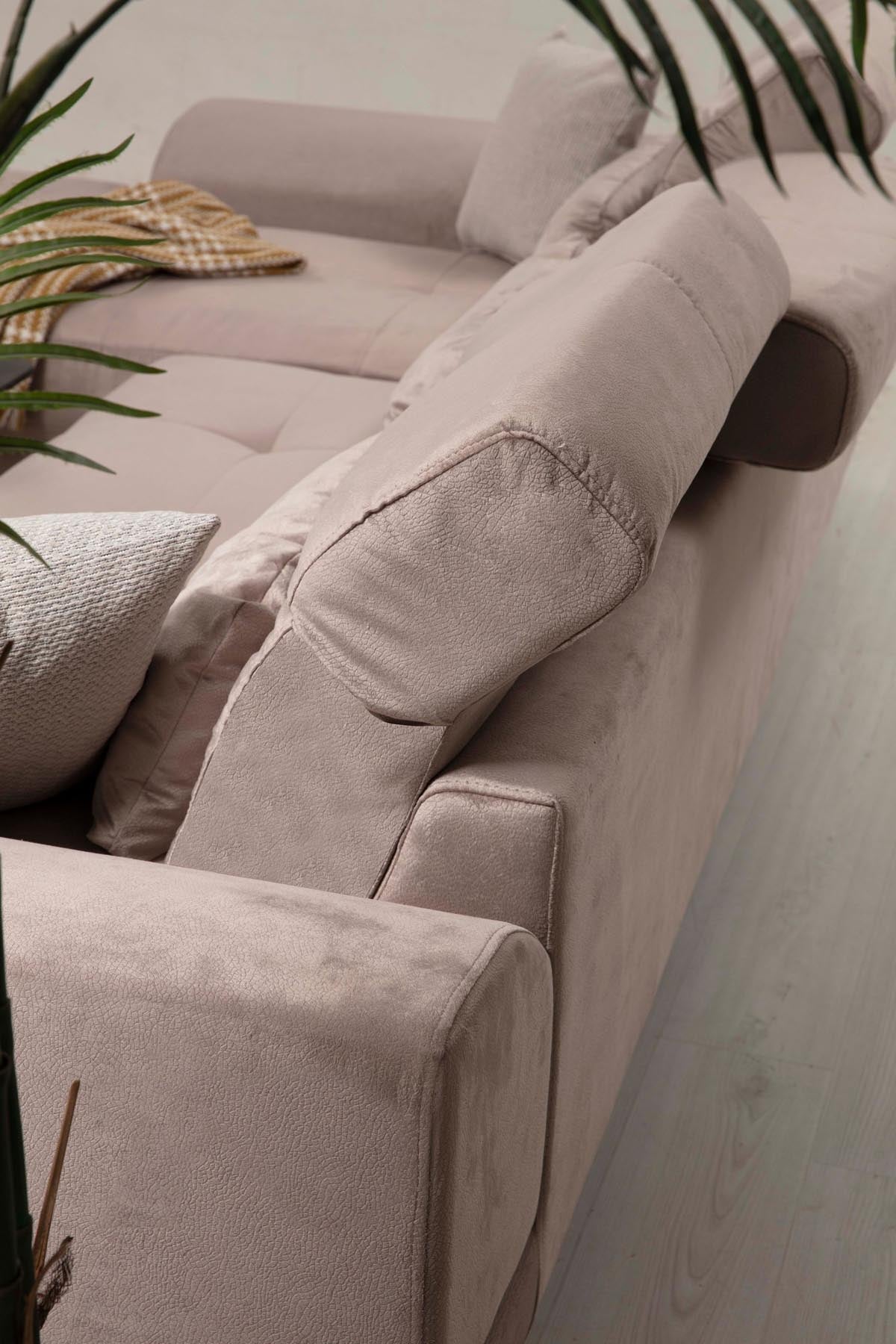 Frido Corner Left (Chl+3R) - Beige in Beige präsentiert im Onlineshop von KAQTU Design AG. Ecksofa ist von Atelier Del Sofa