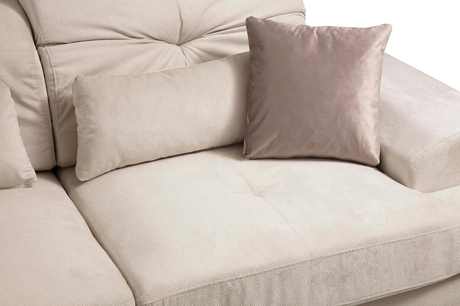 Frido Corner Left (Chl+3R) - Ecru in Ecru präsentiert im Onlineshop von KAQTU Design AG. Ecksofa ist von Atelier Del Sofa