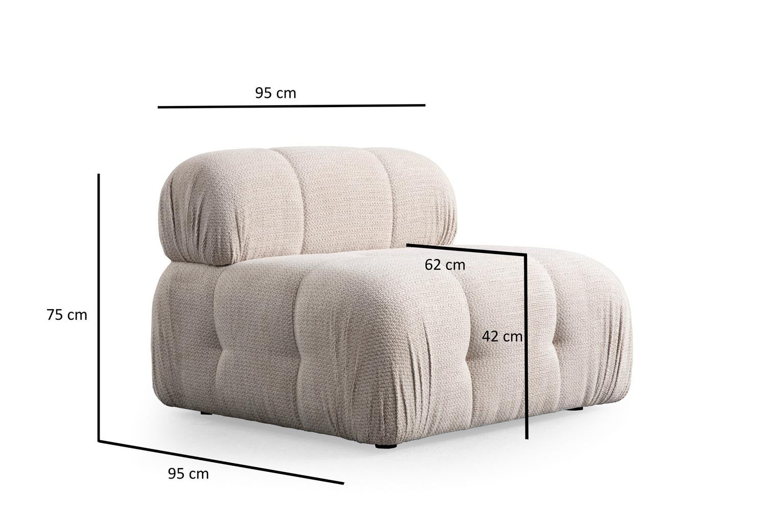 Petite 3 - Cream in Sahne präsentiert im Onlineshop von KAQTU Design AG. Ecksofa ist von Atelier Del Sofa