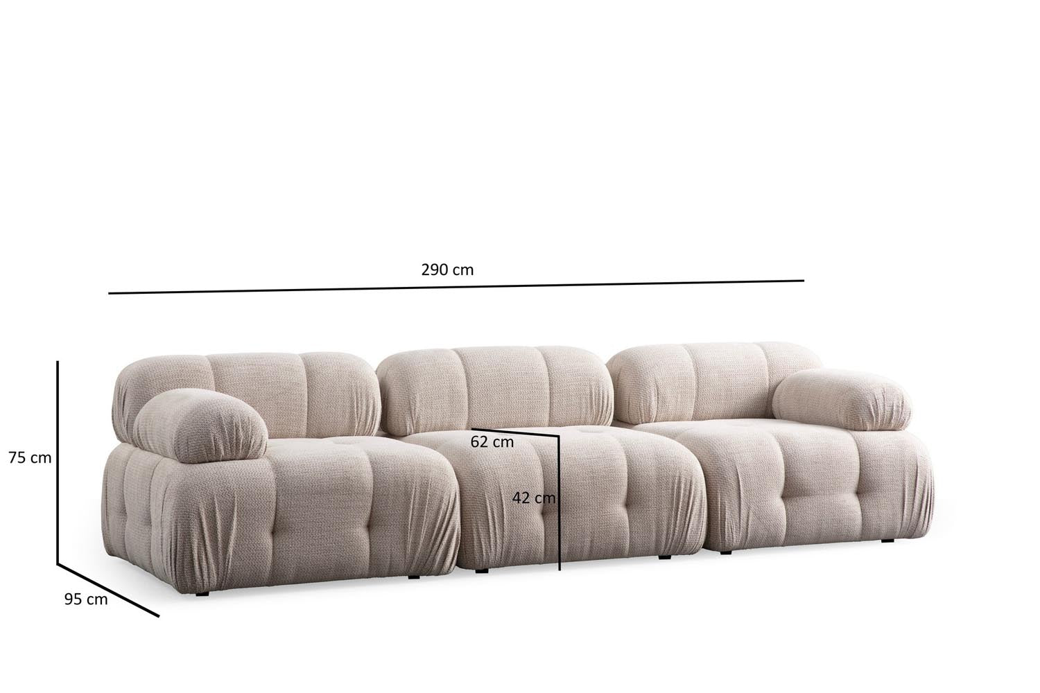 Petite 3 - Cream in Sahne präsentiert im Onlineshop von KAQTU Design AG. Ecksofa ist von Atelier Del Sofa