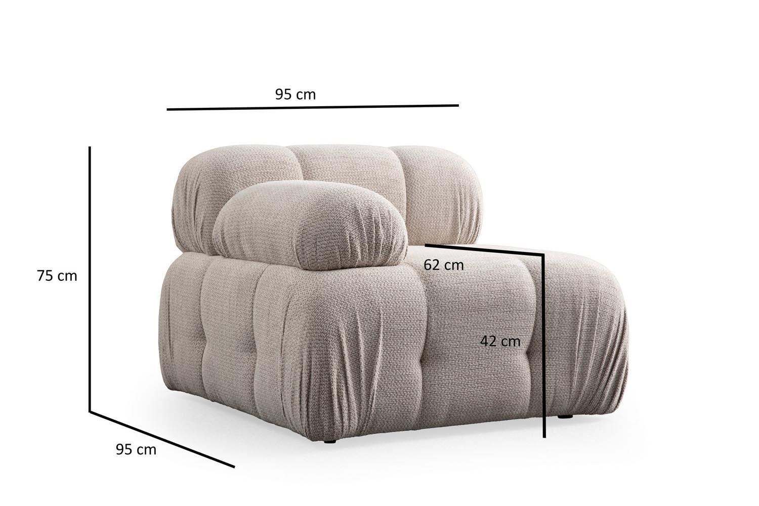 Petite 3 - Cream in Sahne präsentiert im Onlineshop von KAQTU Design AG. Ecksofa ist von Atelier Del Sofa