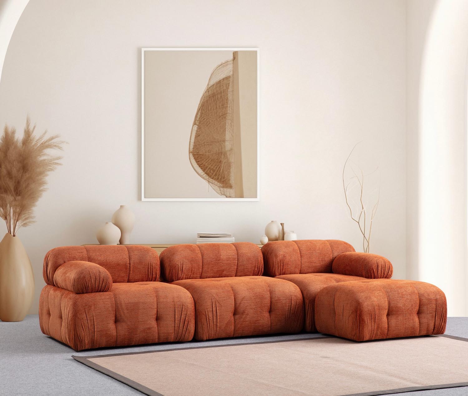 Petite 3 - Orange in Orange präsentiert im Onlineshop von KAQTU Design AG. Ecksofa ist von Atelier Del Sofa