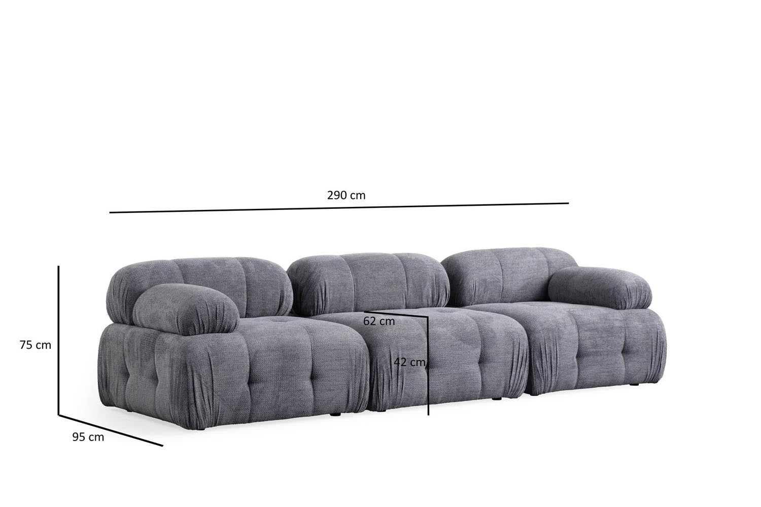 Petite 3 - Grey in Grau präsentiert im Onlineshop von KAQTU Design AG. Ecksofa ist von Atelier Del Sofa