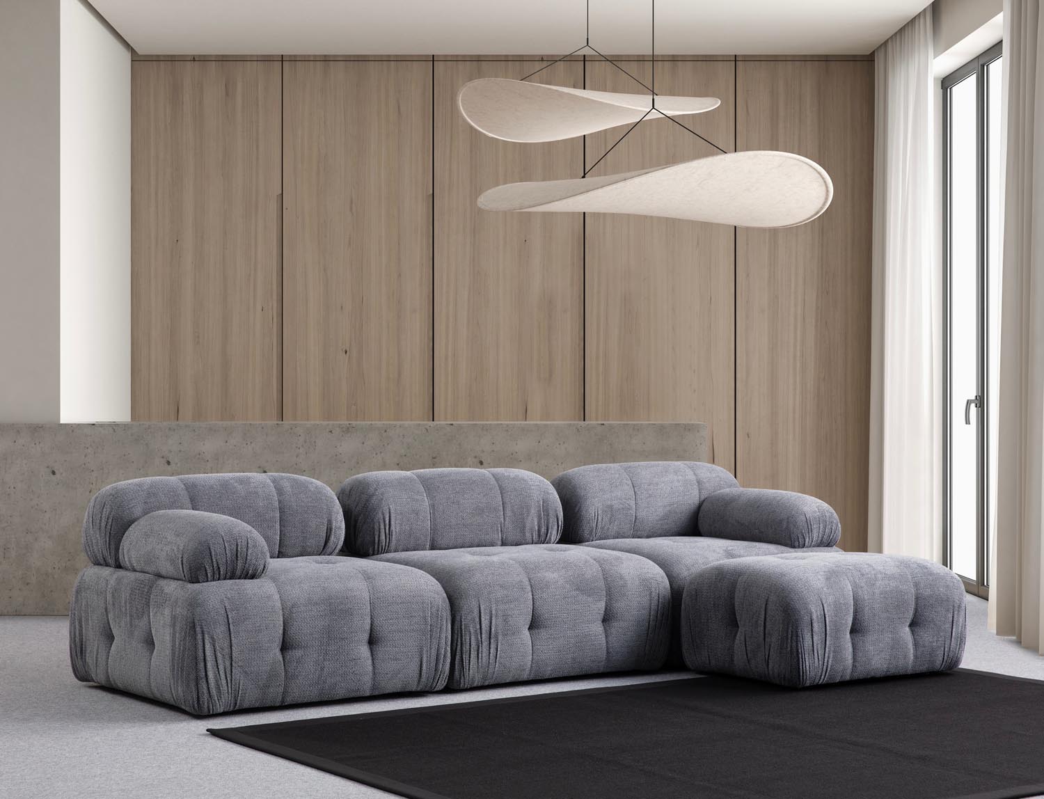 Petite 3 - Grey in Grau präsentiert im Onlineshop von KAQTU Design AG. Ecksofa ist von Atelier Del Sofa