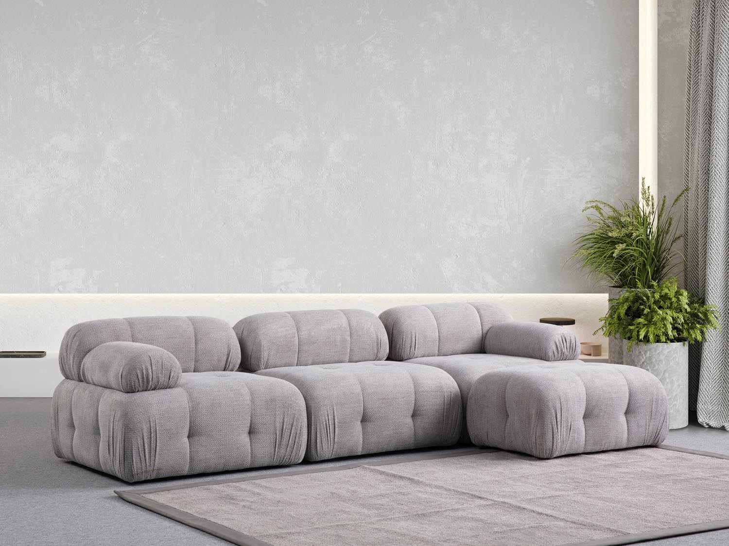 Petite 3 - Light Grey in Hellgrau präsentiert im Onlineshop von KAQTU Design AG. Ecksofa ist von Atelier Del Sofa