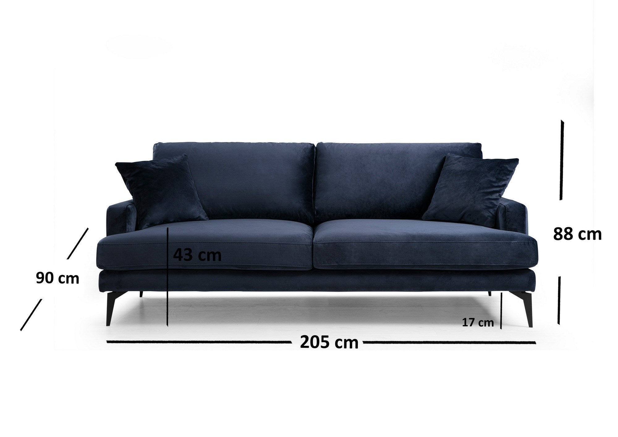 Papira 3 Seater - Navy Blue in Marineblau präsentiert im Onlineshop von KAQTU Design AG. 3er Sofa ist von Atelier Del Sofa