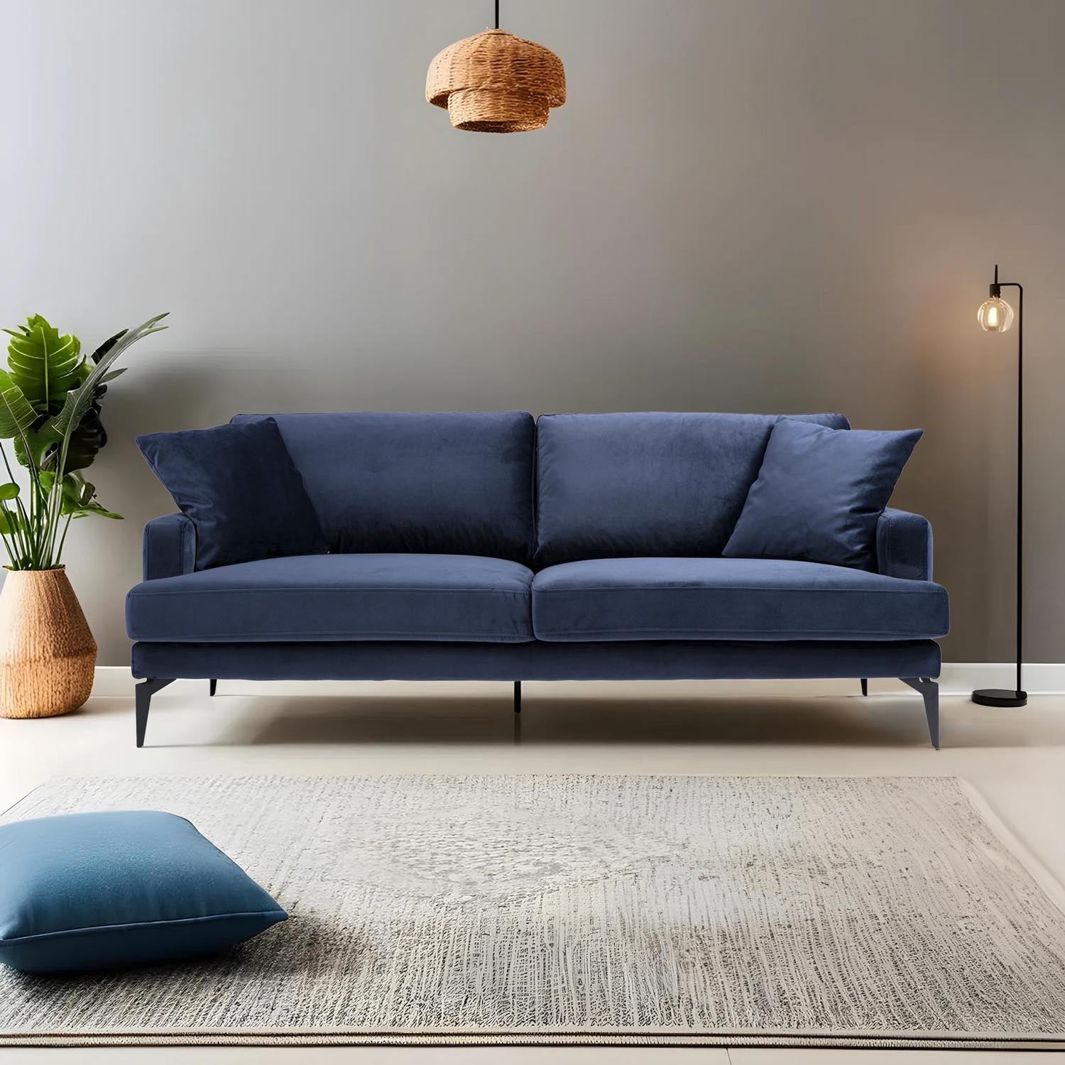 Papira 3 Seater - Navy Blue in Marineblau präsentiert im Onlineshop von KAQTU Design AG. 3er Sofa ist von Atelier Del Sofa
