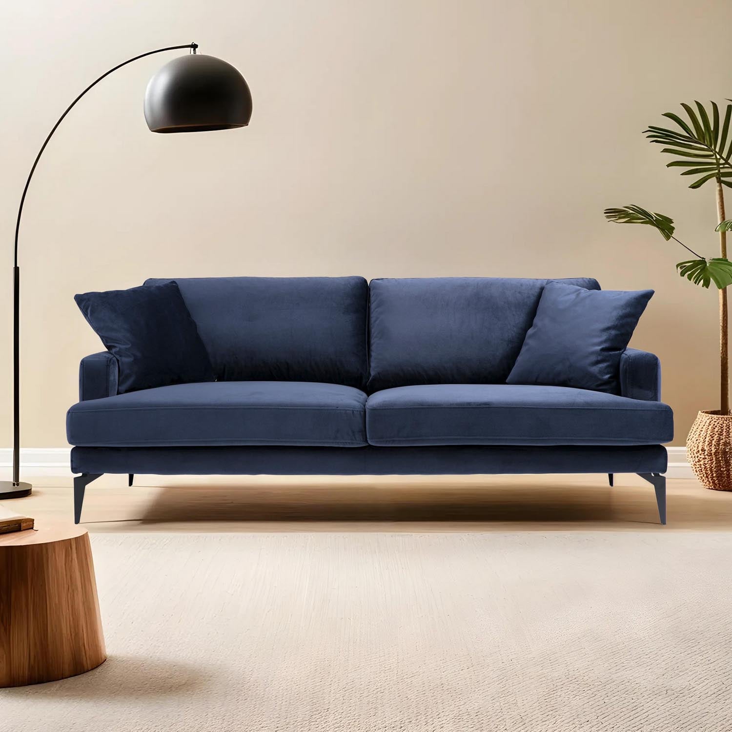 Papira 3 Seater - Navy Blue in Marineblau präsentiert im Onlineshop von KAQTU Design AG. 3er Sofa ist von Atelier Del Sofa