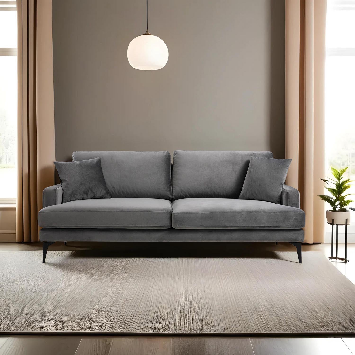 Papira 3 Seater - Grey in Grau präsentiert im Onlineshop von KAQTU Design AG. 3er Sofa ist von Atelier Del Sofa