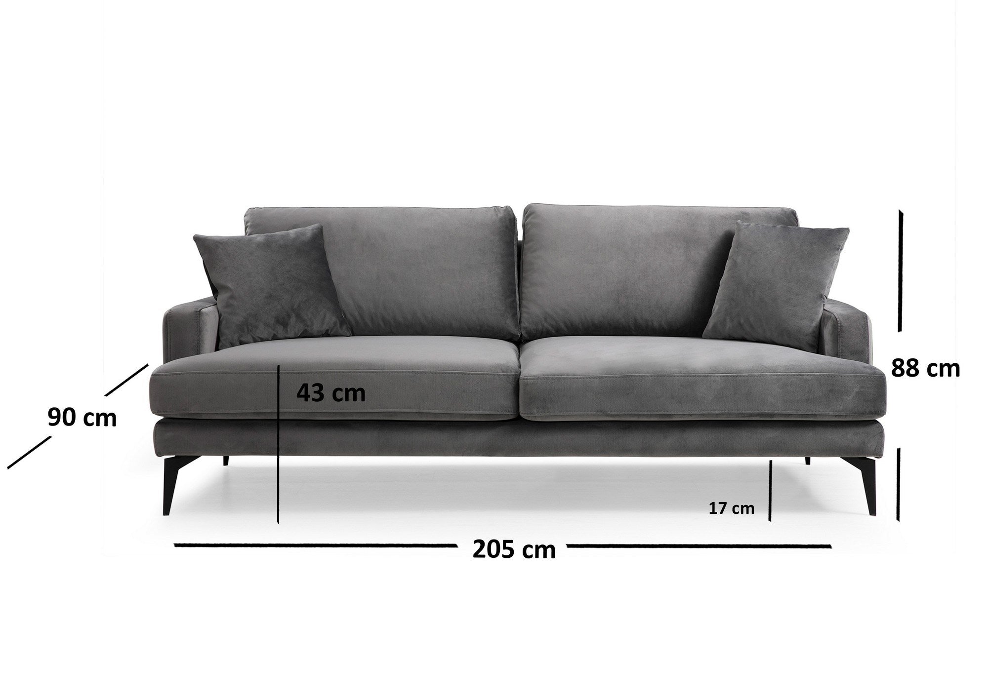 Papira 3 Seater - Grey in Grau präsentiert im Onlineshop von KAQTU Design AG. 3er Sofa ist von Atelier Del Sofa