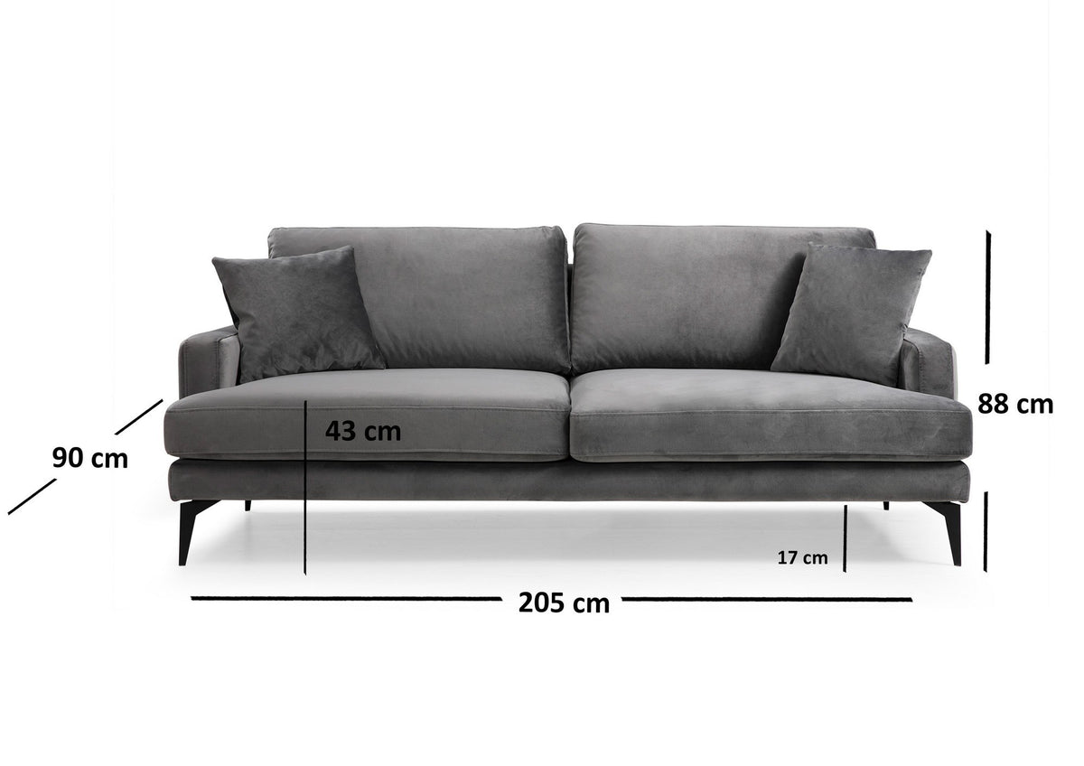 Papira 3 Sitzer Sofa - Grau in Grau präsentiert im Onlineshop von KAQTU Design AG. 3er Sofa ist von Atelier Del Sofa