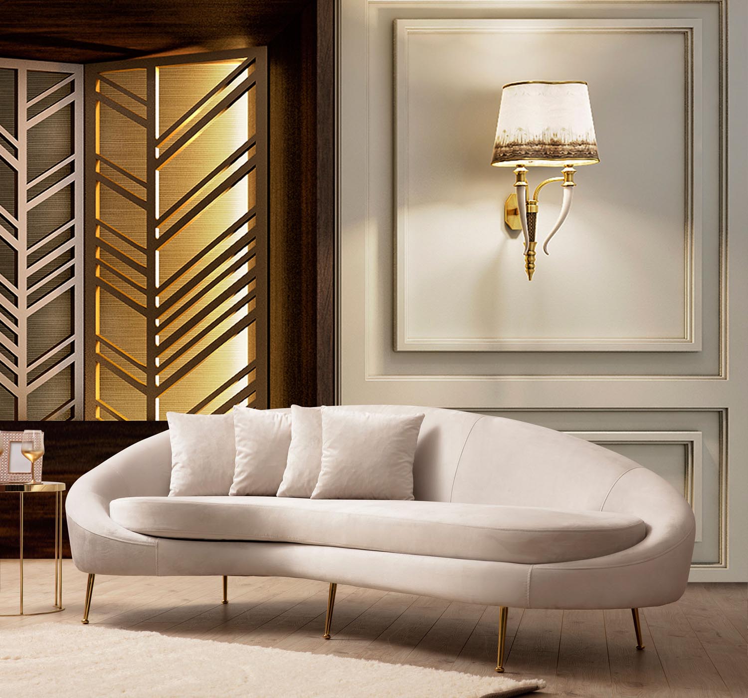 Eses Left - Beige in Beige präsentiert im Onlineshop von KAQTU Design AG. 3er Sofa ist von Atelier Del Sofa